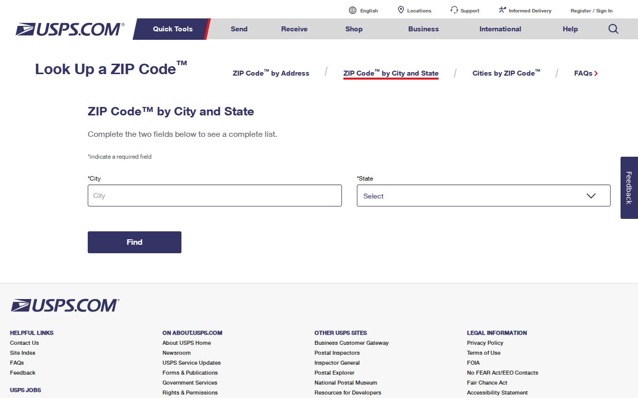 USPS form for the Texarkana ZIP code directory