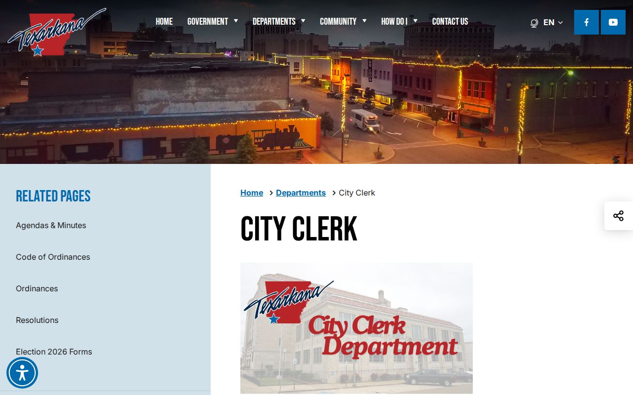 Texarkana residents directory City Clerk records office