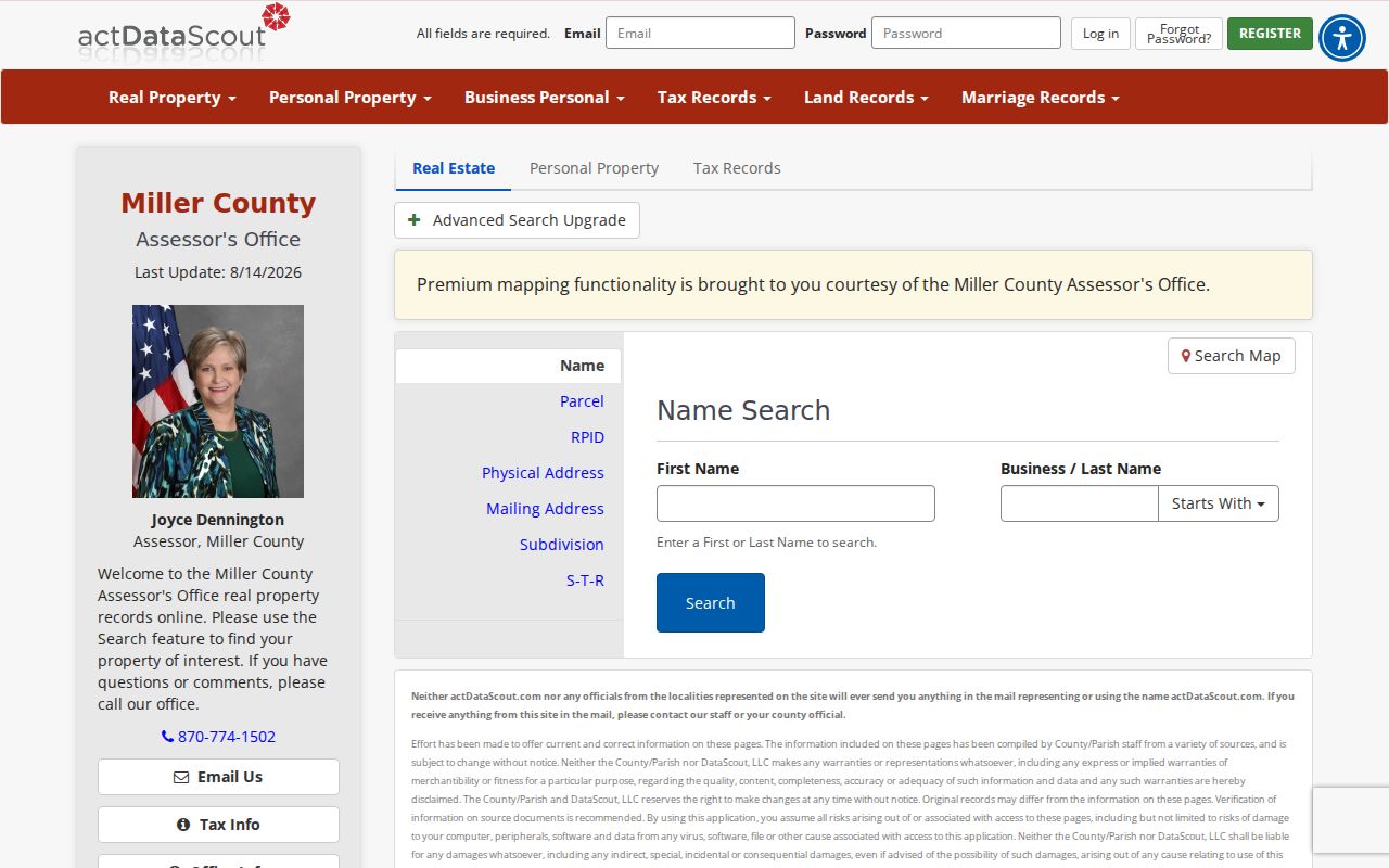 Texarkana residents directory Miller County property search